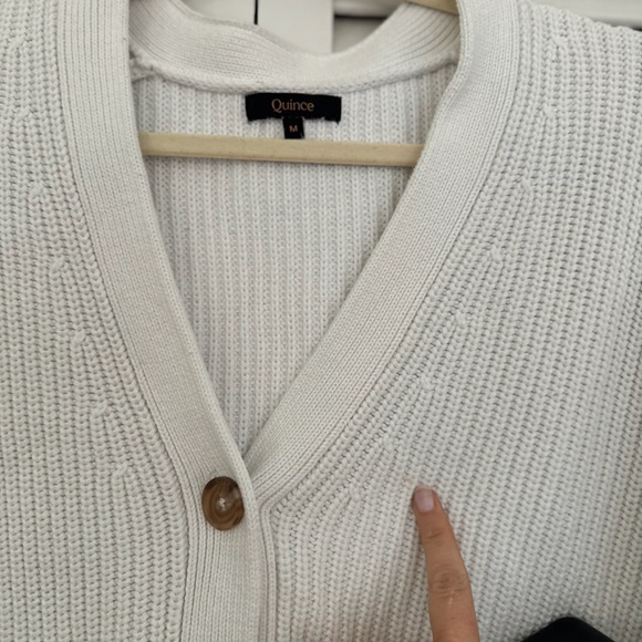 Quince White Ribbed Button-Up Cardigan - Picture 2 of 2